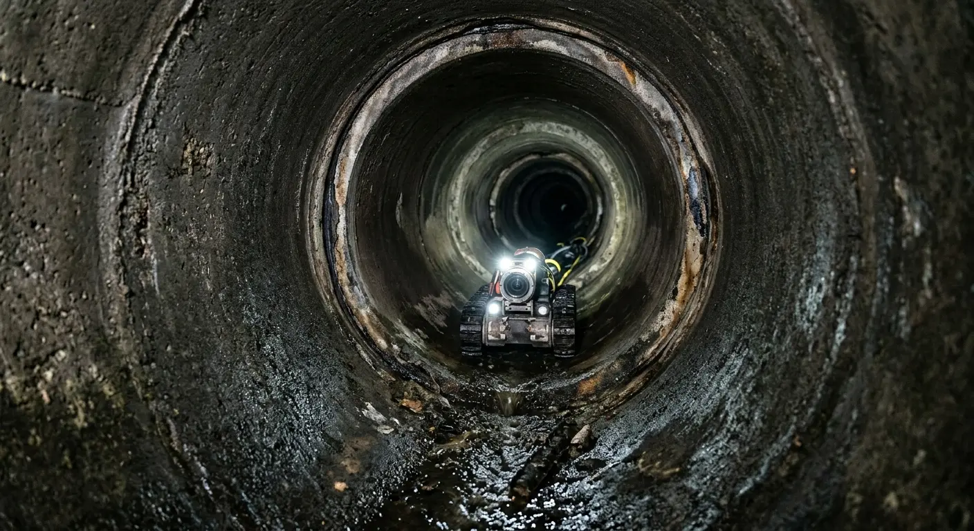 Robotic sewer camera inspecting pipe interior for Sewer Line Repair in East Norriton